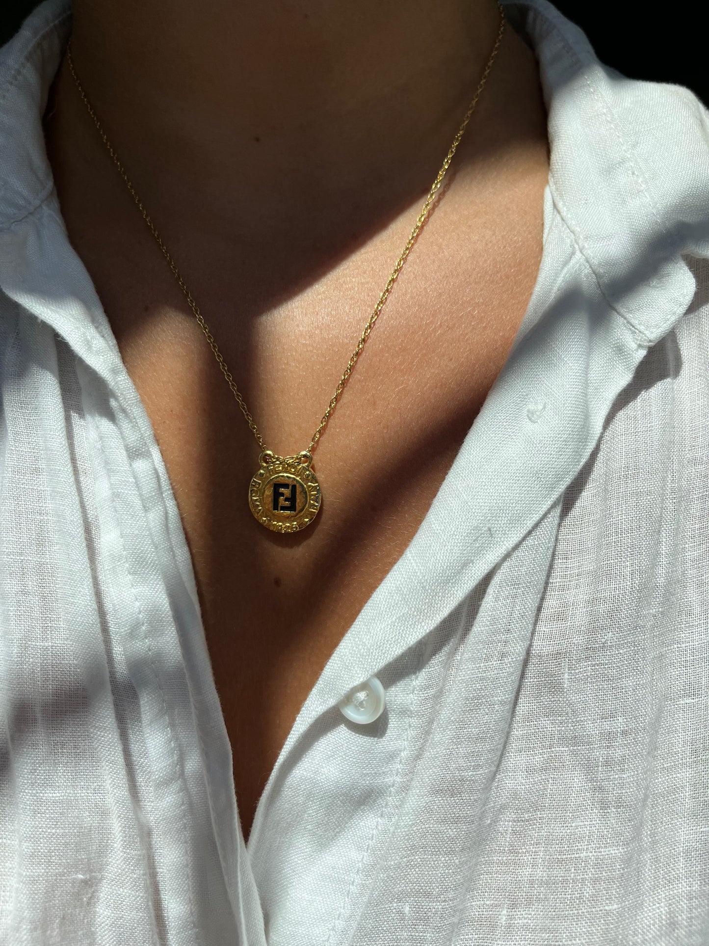 Vintage Fendi Gold Coin Necklace