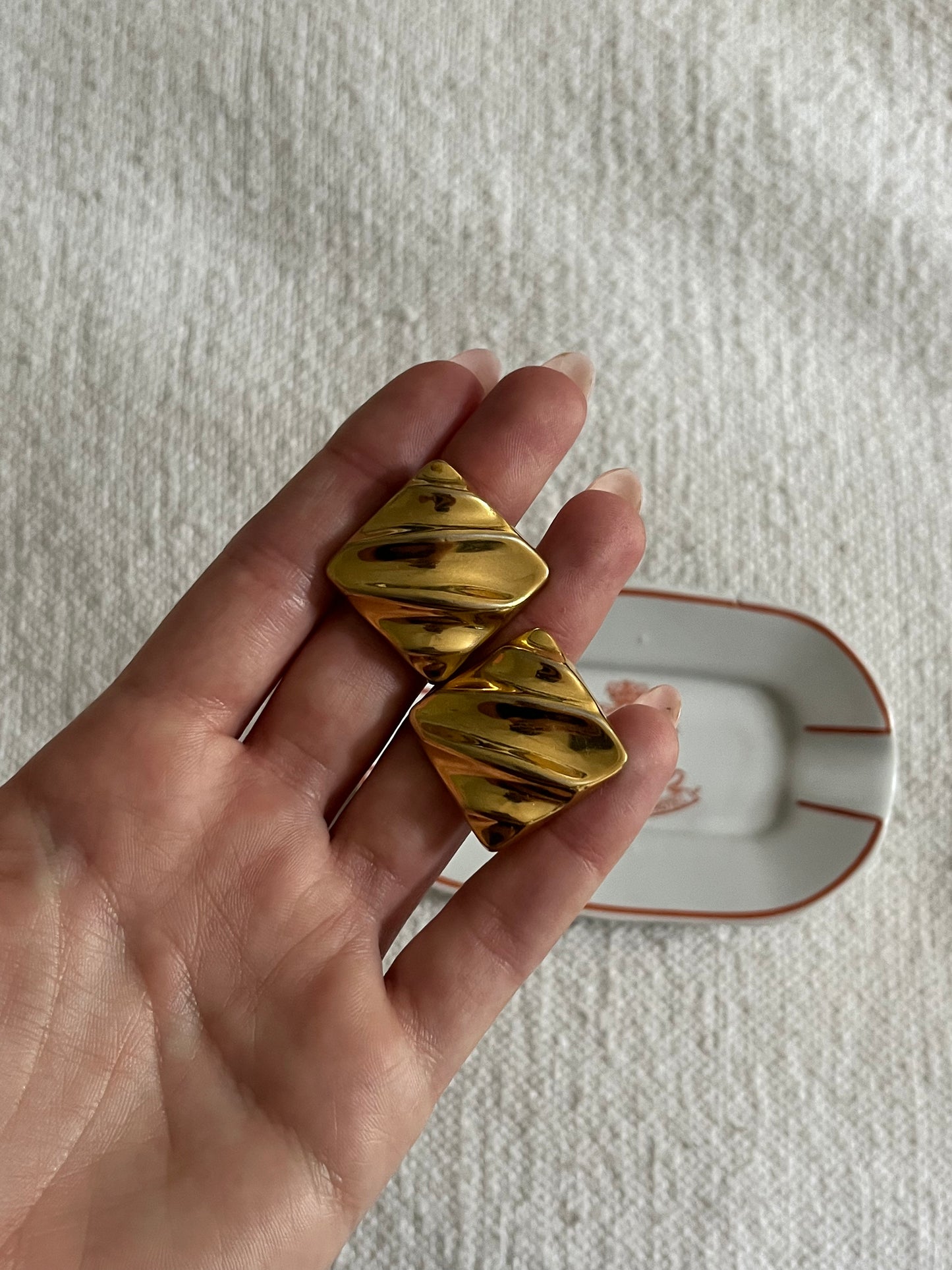 Vintage Large Cushion Earrings