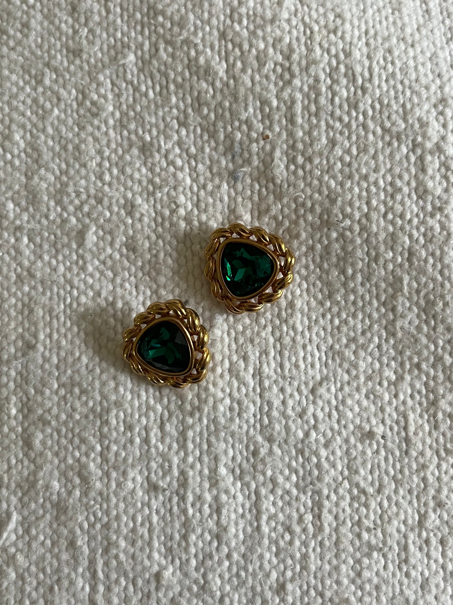 Vintage Green Crystal Earrings