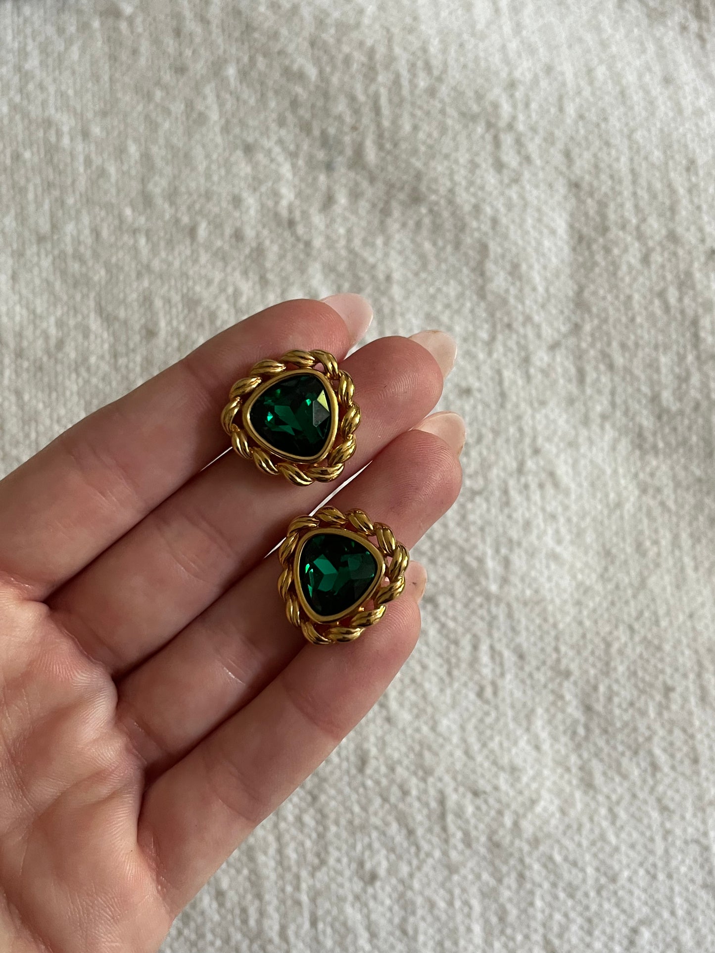 Vintage Green Crystal Earrings