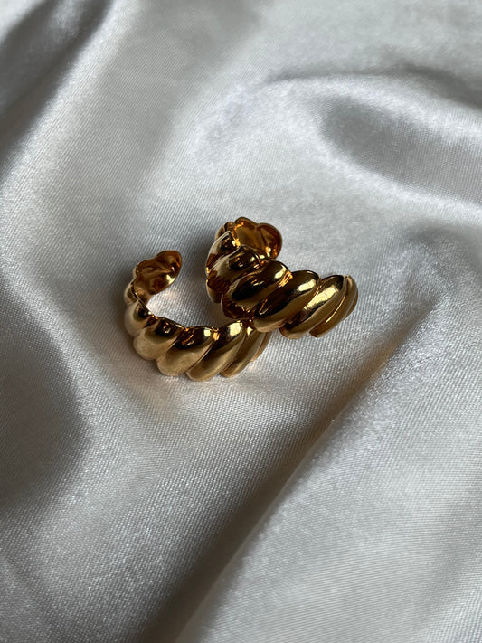 Vintage Thick Gold Twisted Hoop