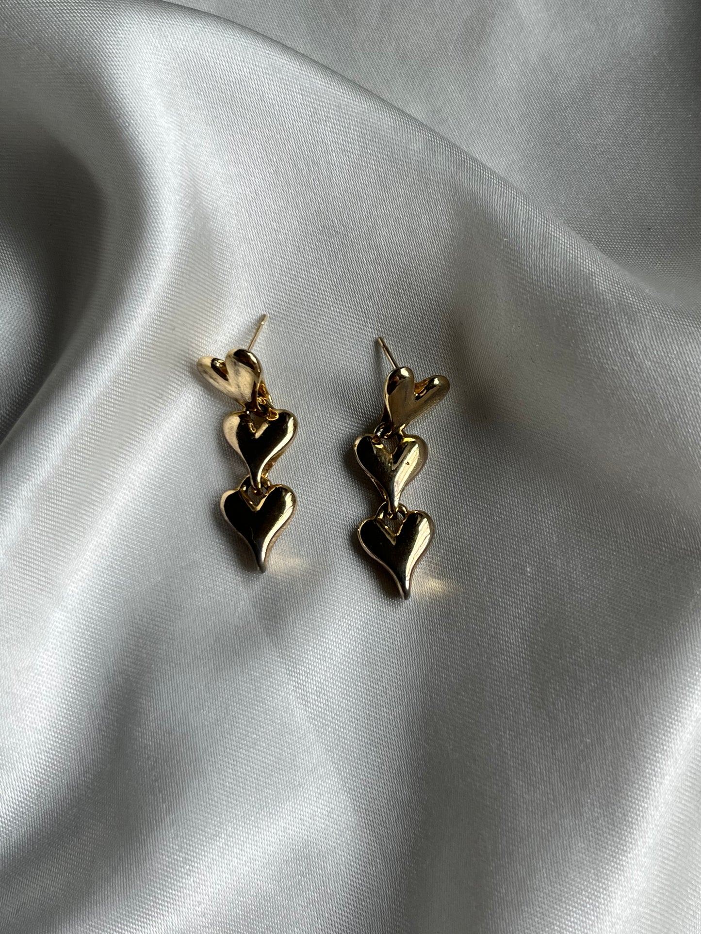Vintage Triple Drop Hearts Earrings