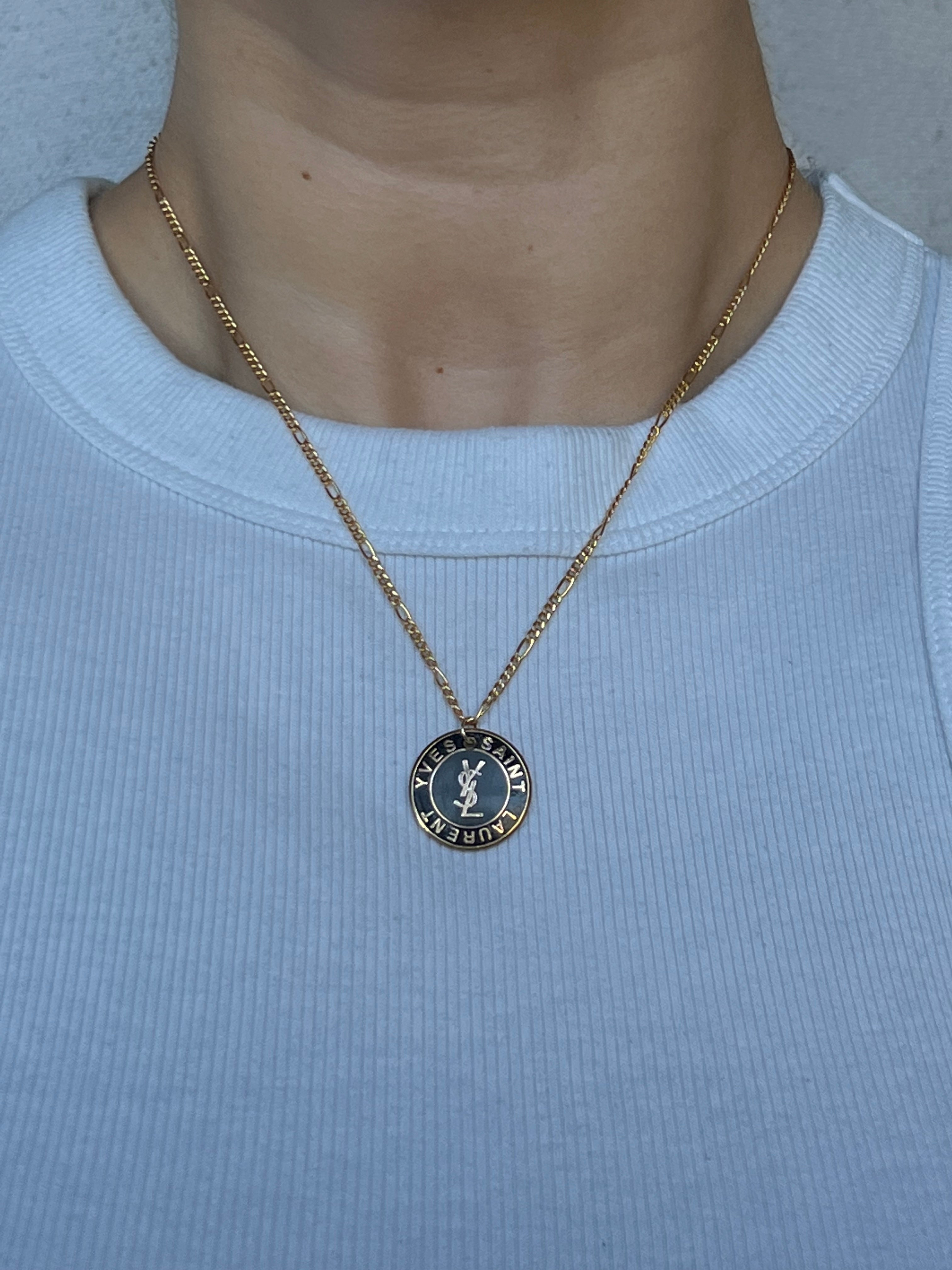 Ysl button necklace hotsell