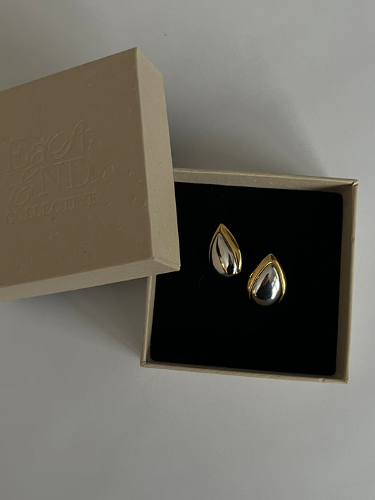 Vintage Two-Toned Teardrop Earrings