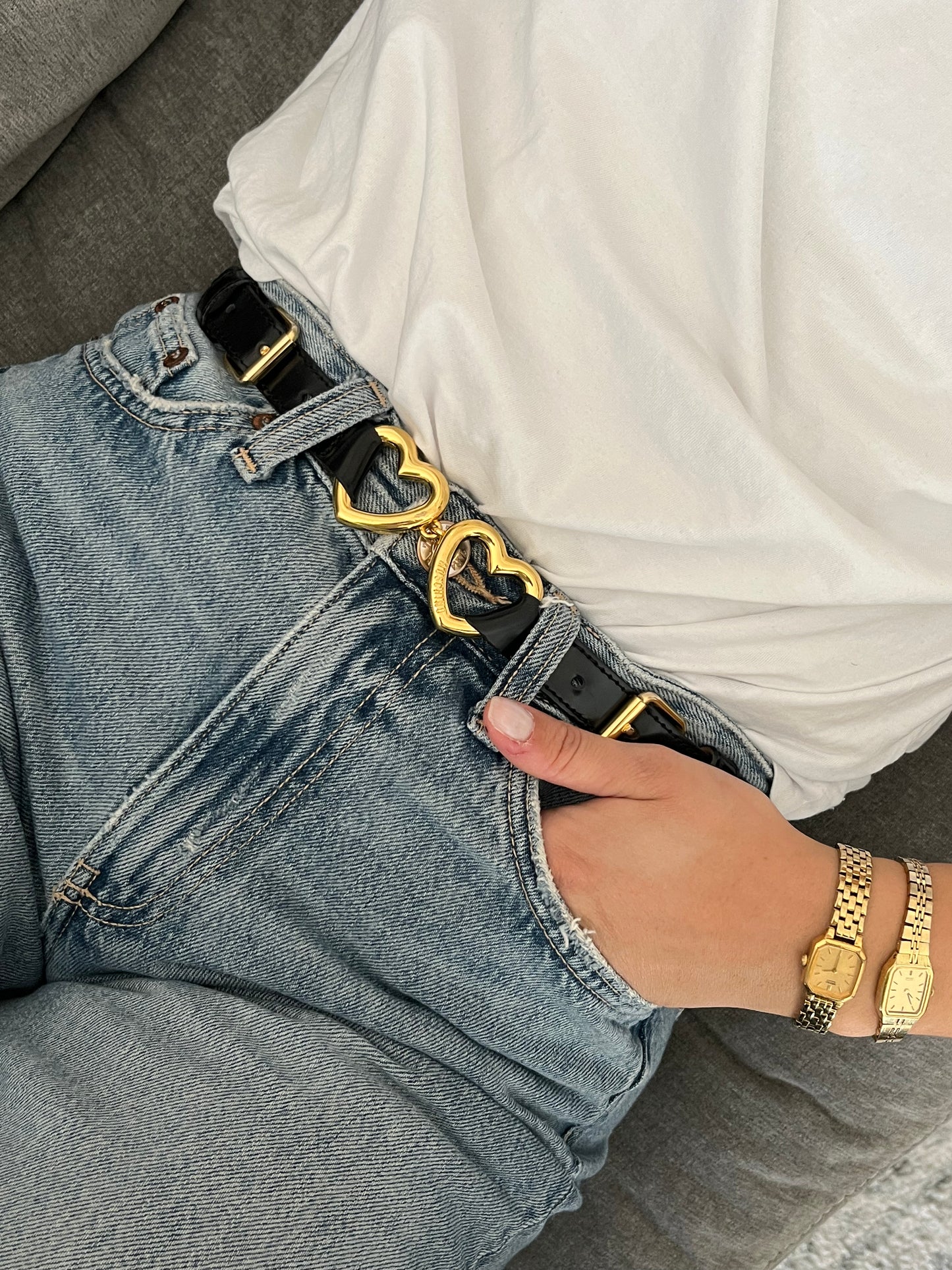 Vintage Moschino Double Heart Belt