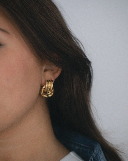 Vintage Thick Gold Knot Earrings