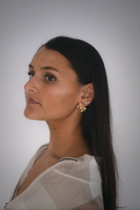 Vintage 1928 Gold Pearl Chunky Earring
