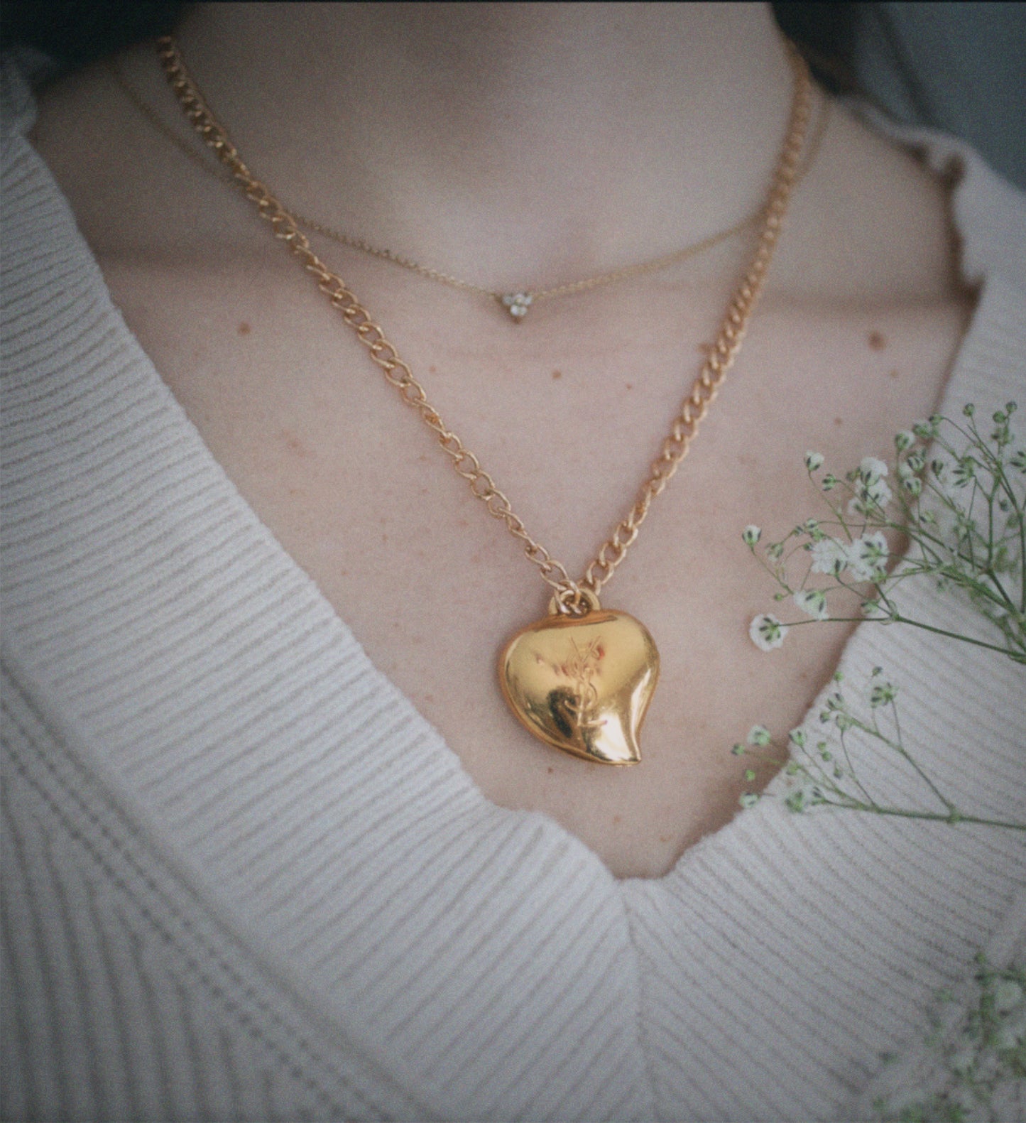 Vintage YSL Puff Heart Necklace